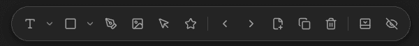 Quick tools: content creation, page actions, minimize, and hide controls.